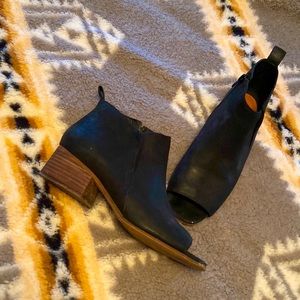 Leather open toe booties